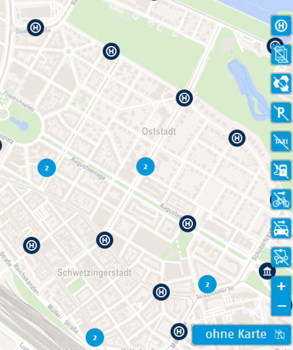 Ausschnitt aus der interaktiven Karte