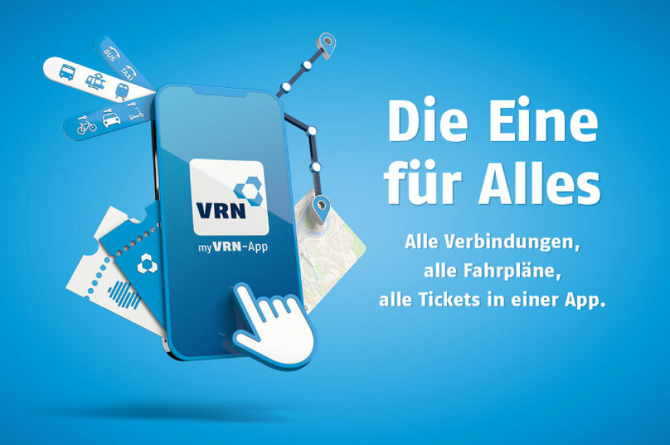 Grafik eines Handys mit VRN-Logo im Stil eines Schweizer Messers