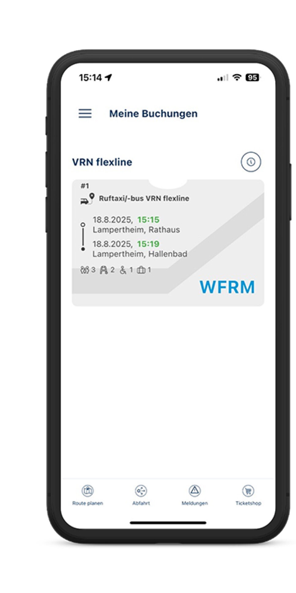 Handybildschirm zeigt Buchungscode an
