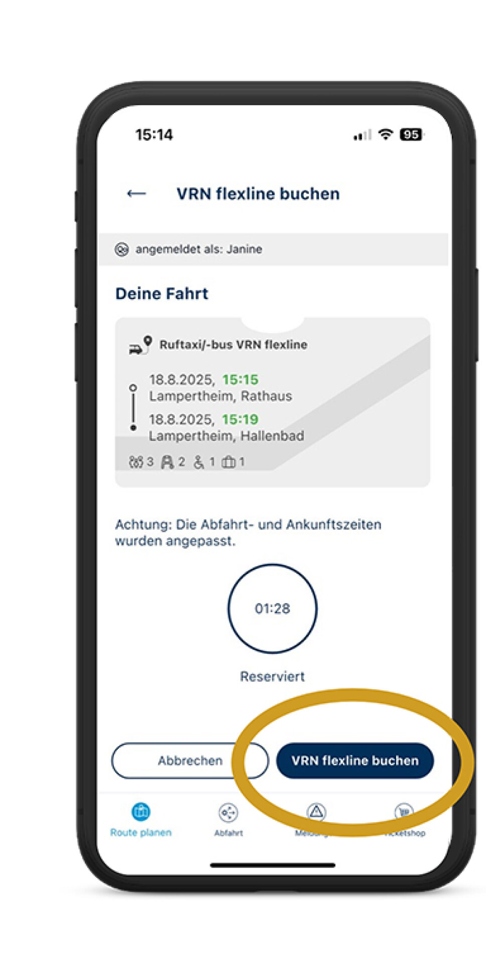 Handybildschirm zeigt Schaltfläche 