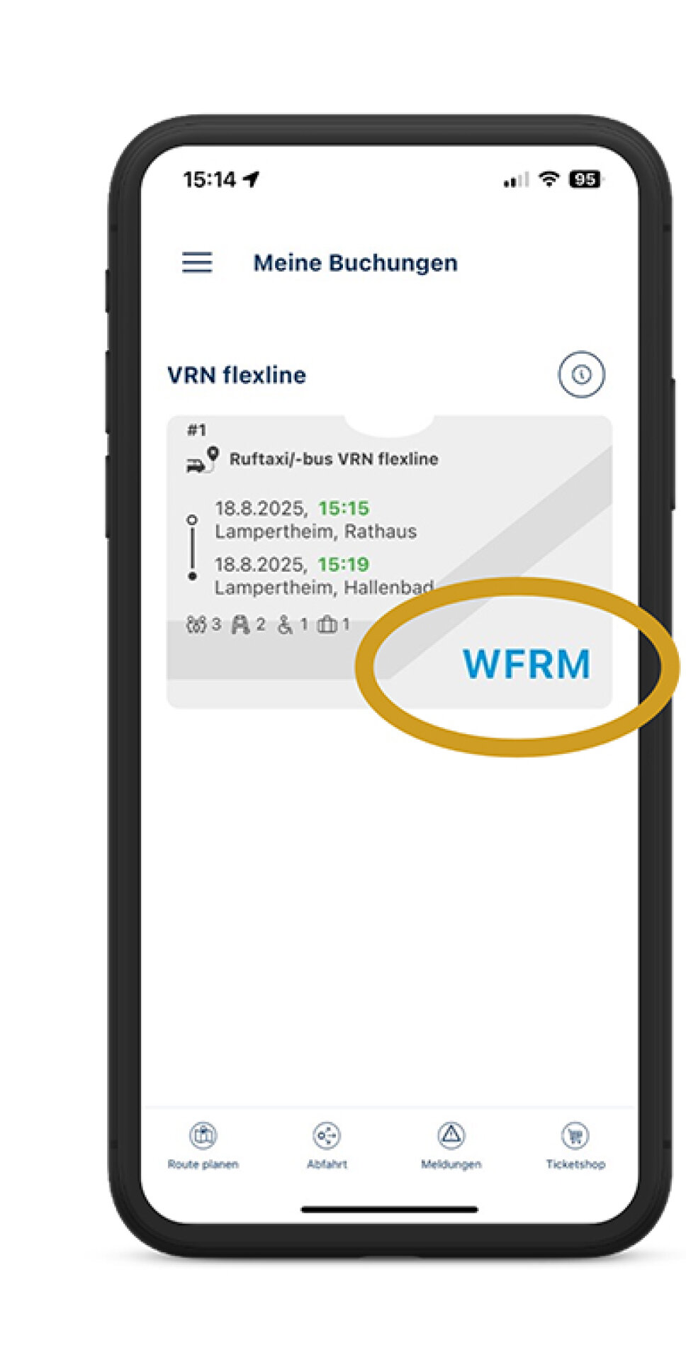 Handybildschirm zeigt Buchungscode an