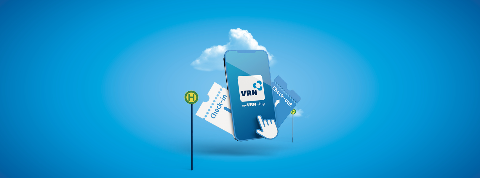 Grafik eines Handys zwischen 2 Haltestellen