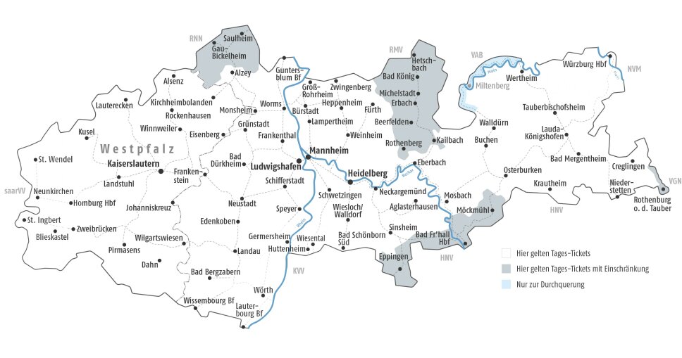 Gültigkeitsgebiet des Tages-Tickets