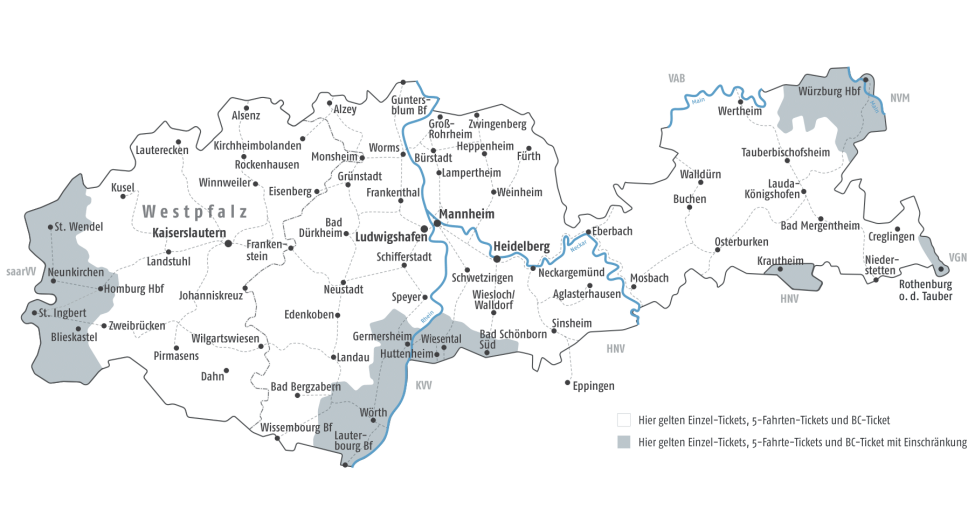 Gültigkeitsgebiet des 5-Fahrten-Tickets