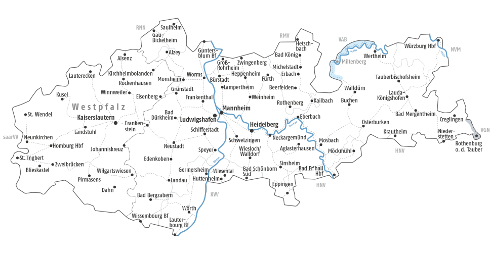 Gültigkeitsgebiet des VRN-Semester-Tickets